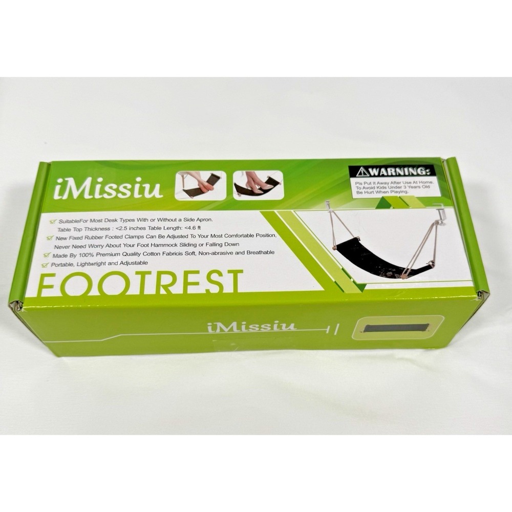 iMissiu Foot Hammock Under Desk Adjustable Footrest Office Comfort Black New